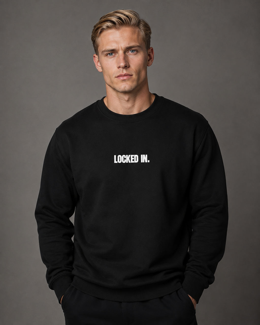 Locked In. Crewneck – Essential Black